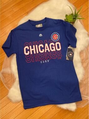 Majestic Chicago Cubs Blue T-Shirt Men Size Small